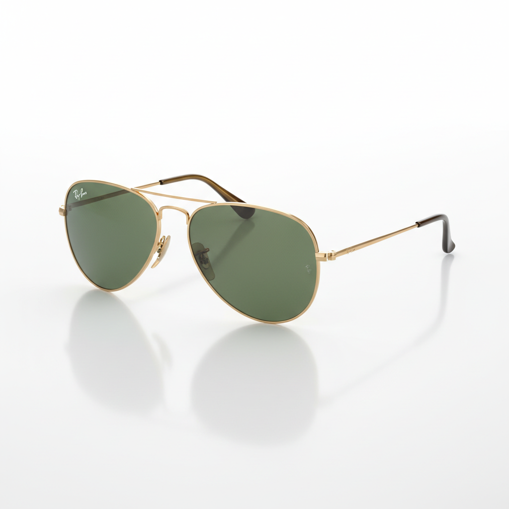 Ray-Ban Bain Bridge Aviator Sunglasses RB3735 - Gold Frame with Green Lenses